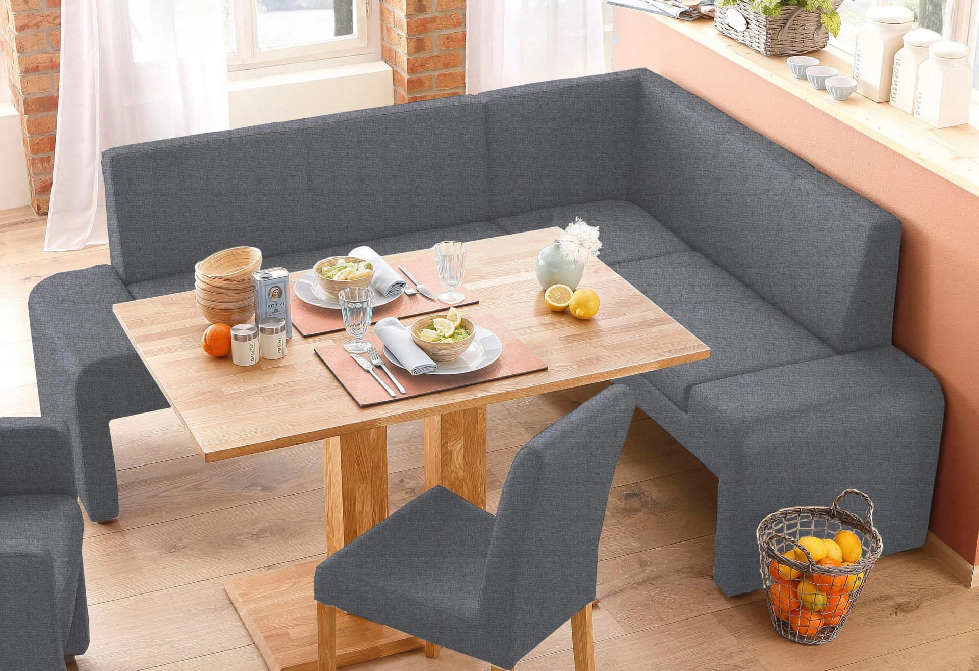 HOME AFFAIRE Eckbank Bologna Dunkelgrau mit Stauraum