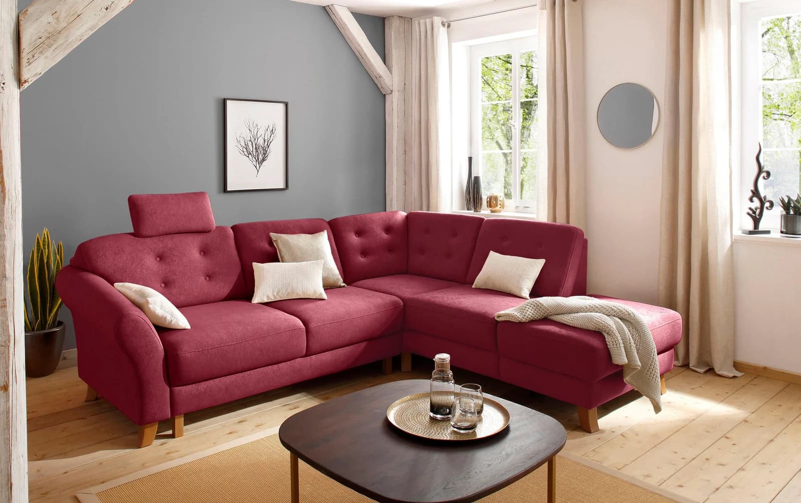 Home Affaire Kopfstütze Trondheim Bordeaux Luxus-Microfaser
