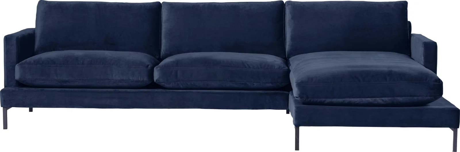 Ecksofa ANDAS Welland L-Form dunkelblau Samtvelours