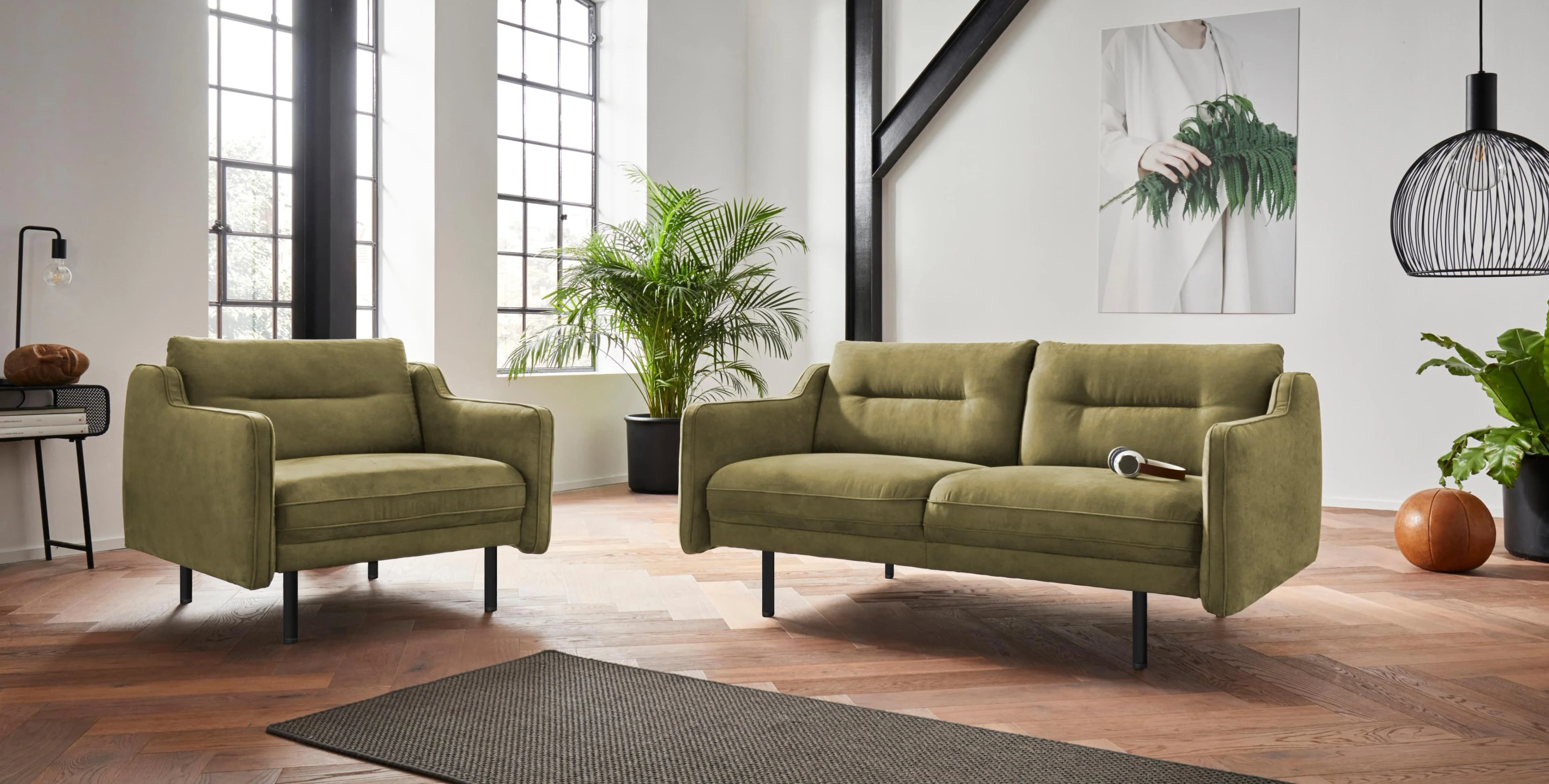 OTTO HOME Nordfyn 2-Sitzer Sofa Grün Lederoptik