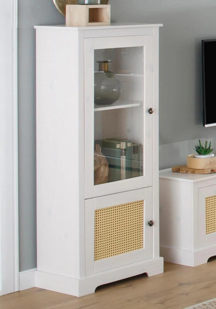 OTTO HOME Vitrine Linda Weiß Natur Massivholz