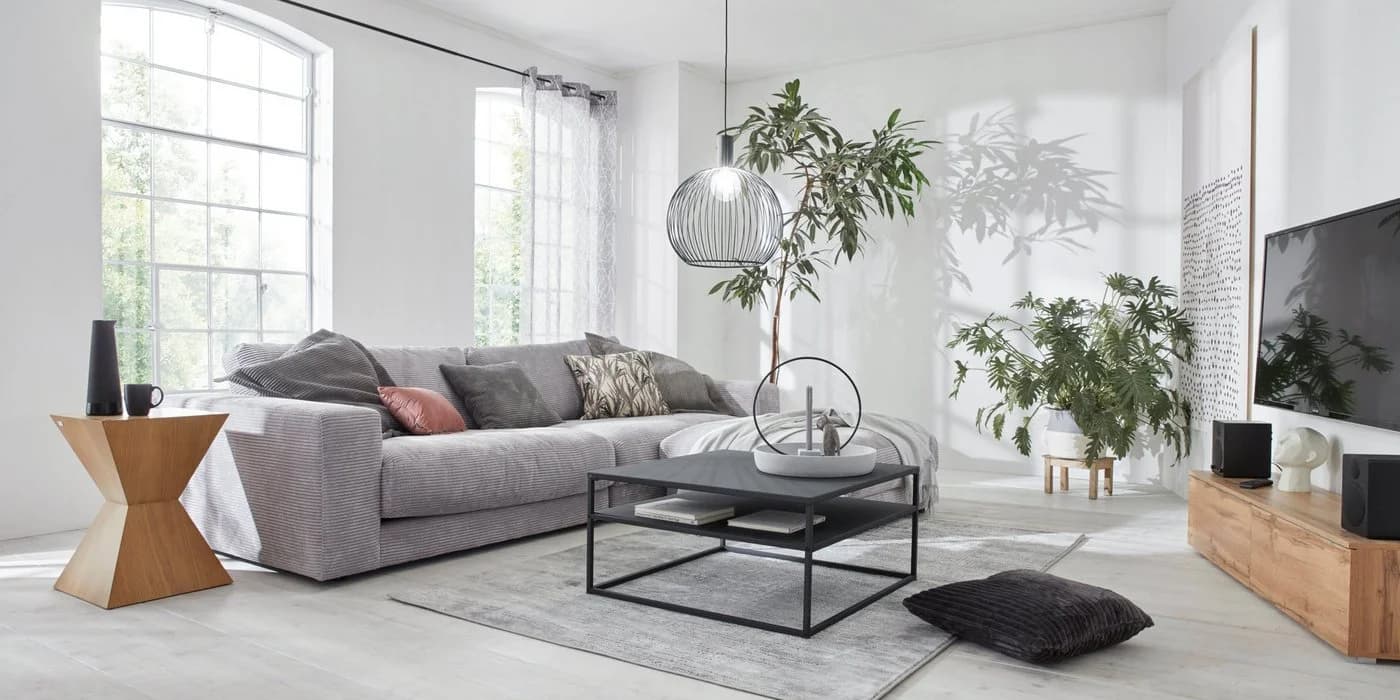 HOME AFFAIRE Big-Sofa Enisa Grau Cord 290cm - Bild 3