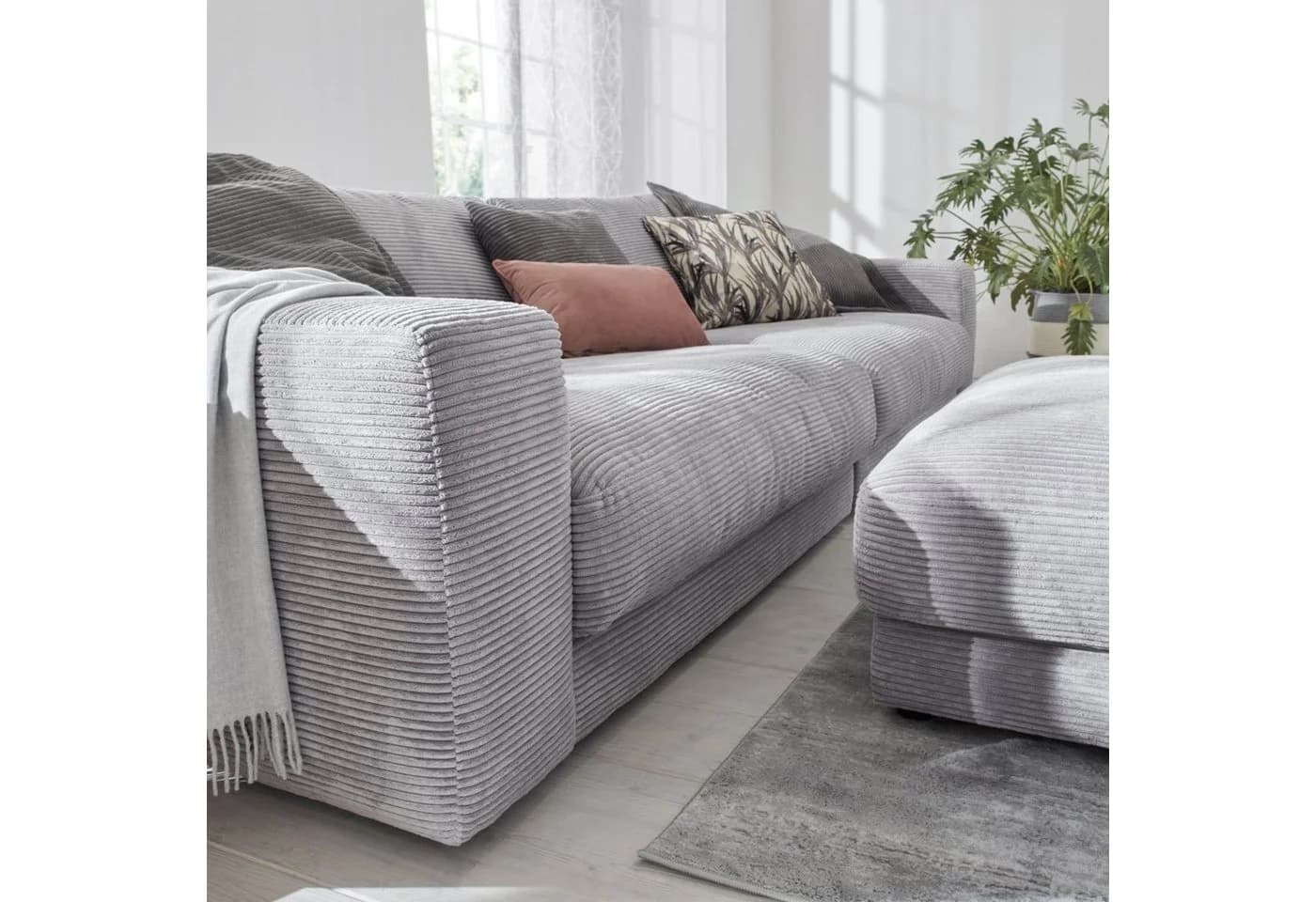 HOME AFFAIRE Big-Sofa Enisa Grau Cord 290cm - Bild 5