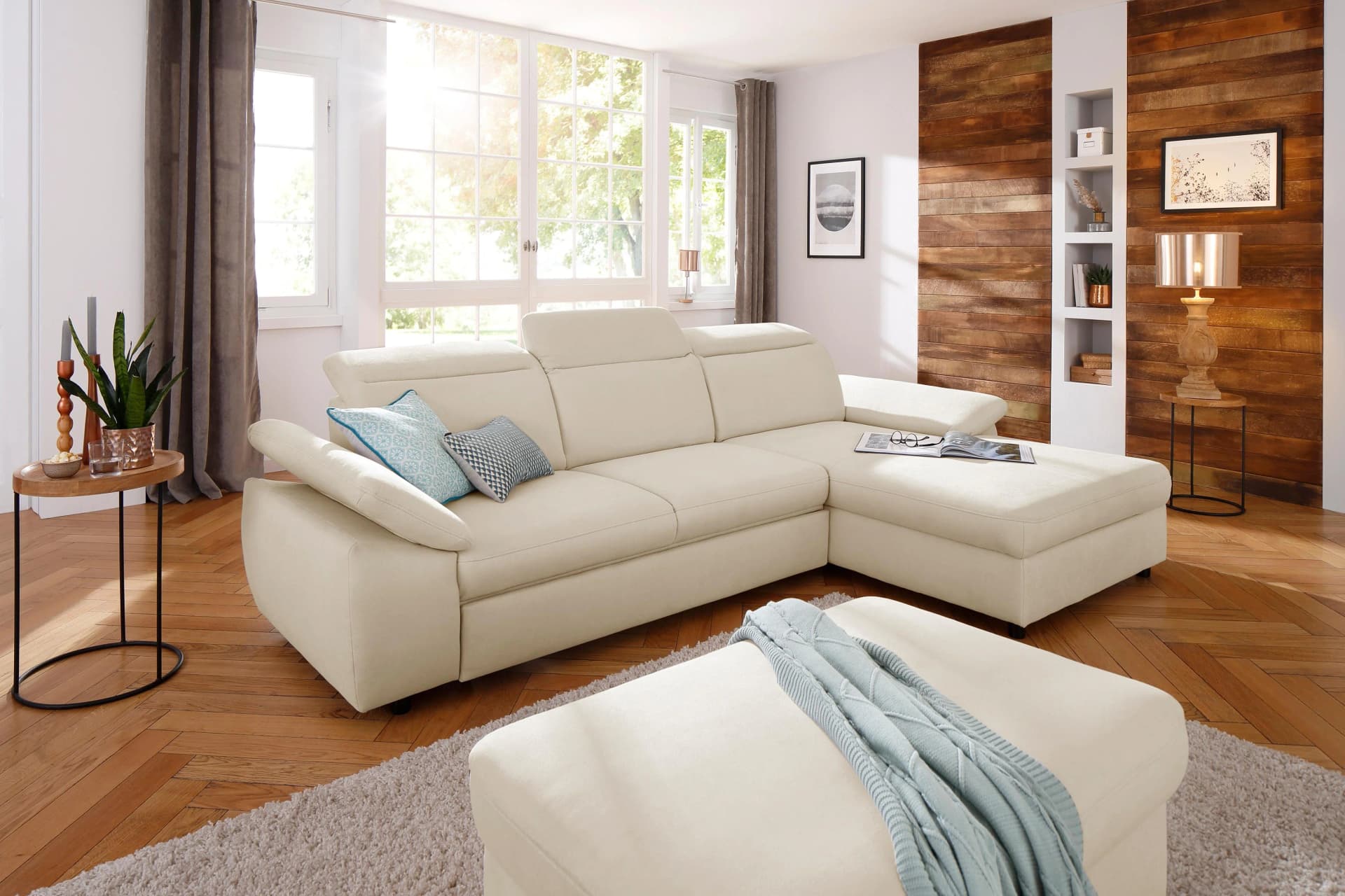 Home Affaire Polsterhocker Mauritius Weiß Soft Clean
