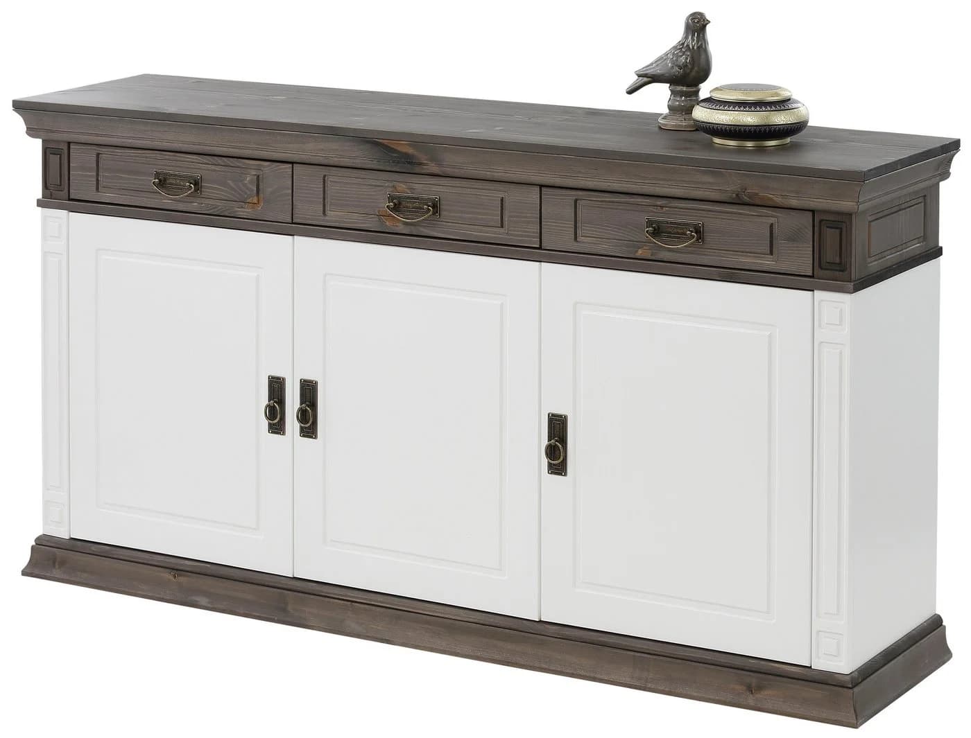 OTTO HOME Sideboard Vinales Weiß Massivholz 3 Schubladen 3 Türen - Bild 2