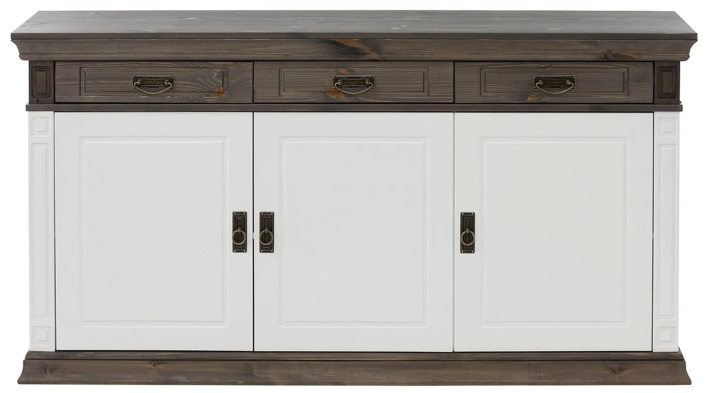 OTTO HOME Sideboard Vinales Weiß Massivholz 3 Schubladen 3 Türen - Bild 4