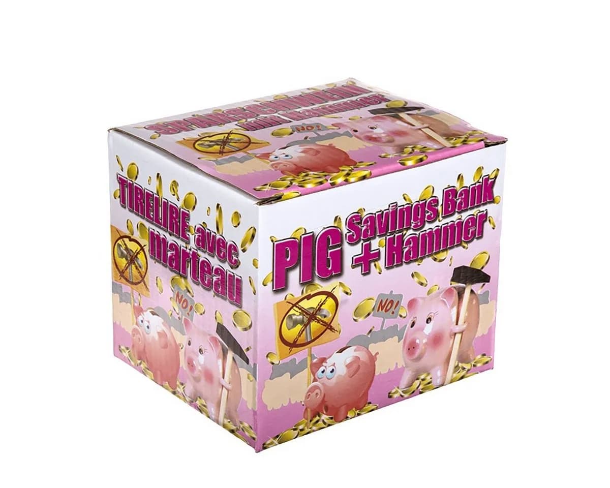 Out of the Blue Spardose Schwein mit Hammer Rosa Keramik - Bild 5
