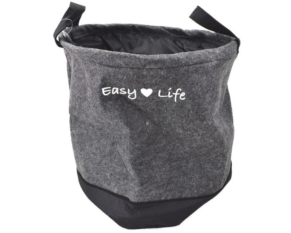 OOTB Wäschekorb Easy Life Grau Filz Wäschesammler