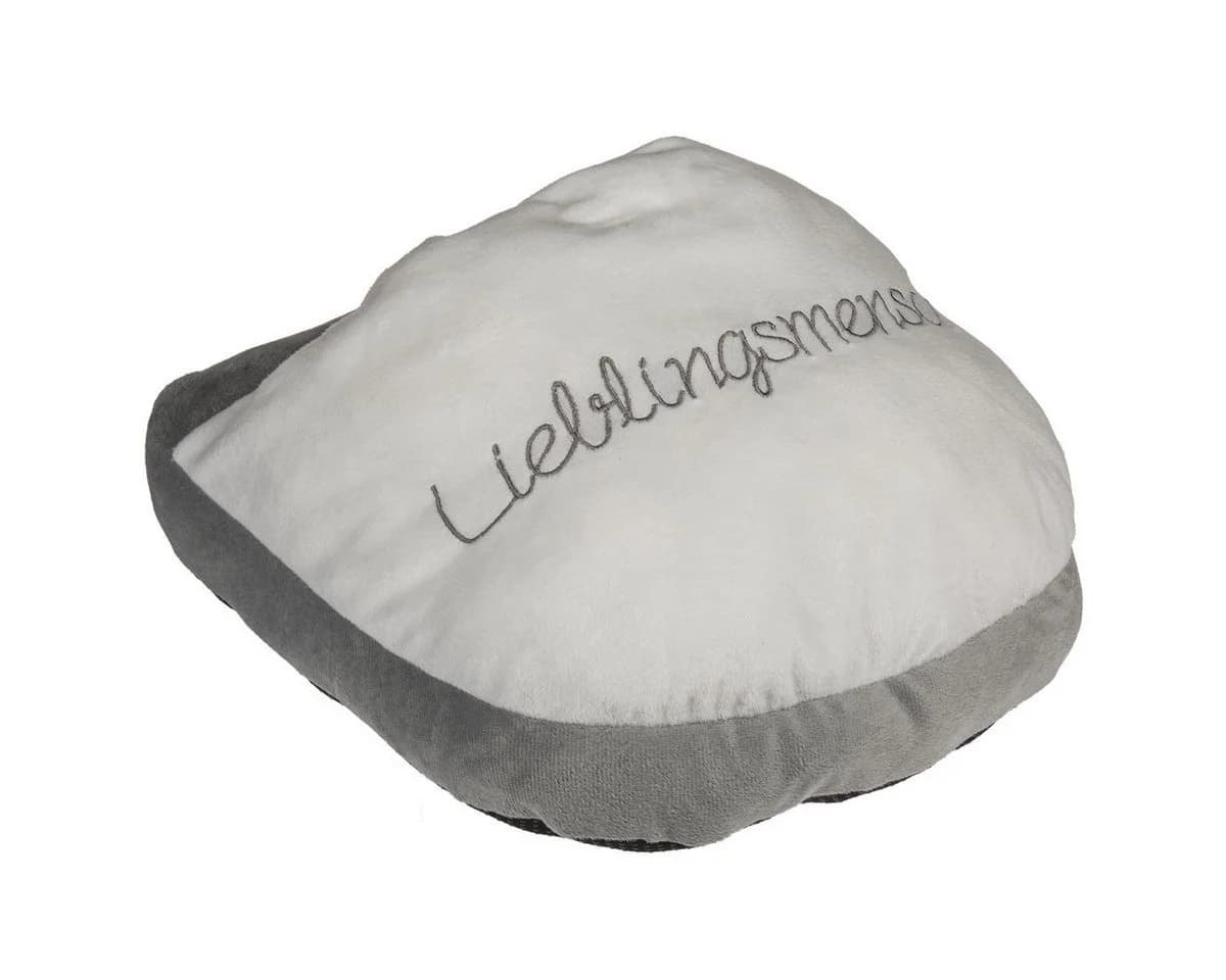 what the shop Fußwärmer Lieblingsmensch 35 cm grau creme 100% Polyester - Bild 3