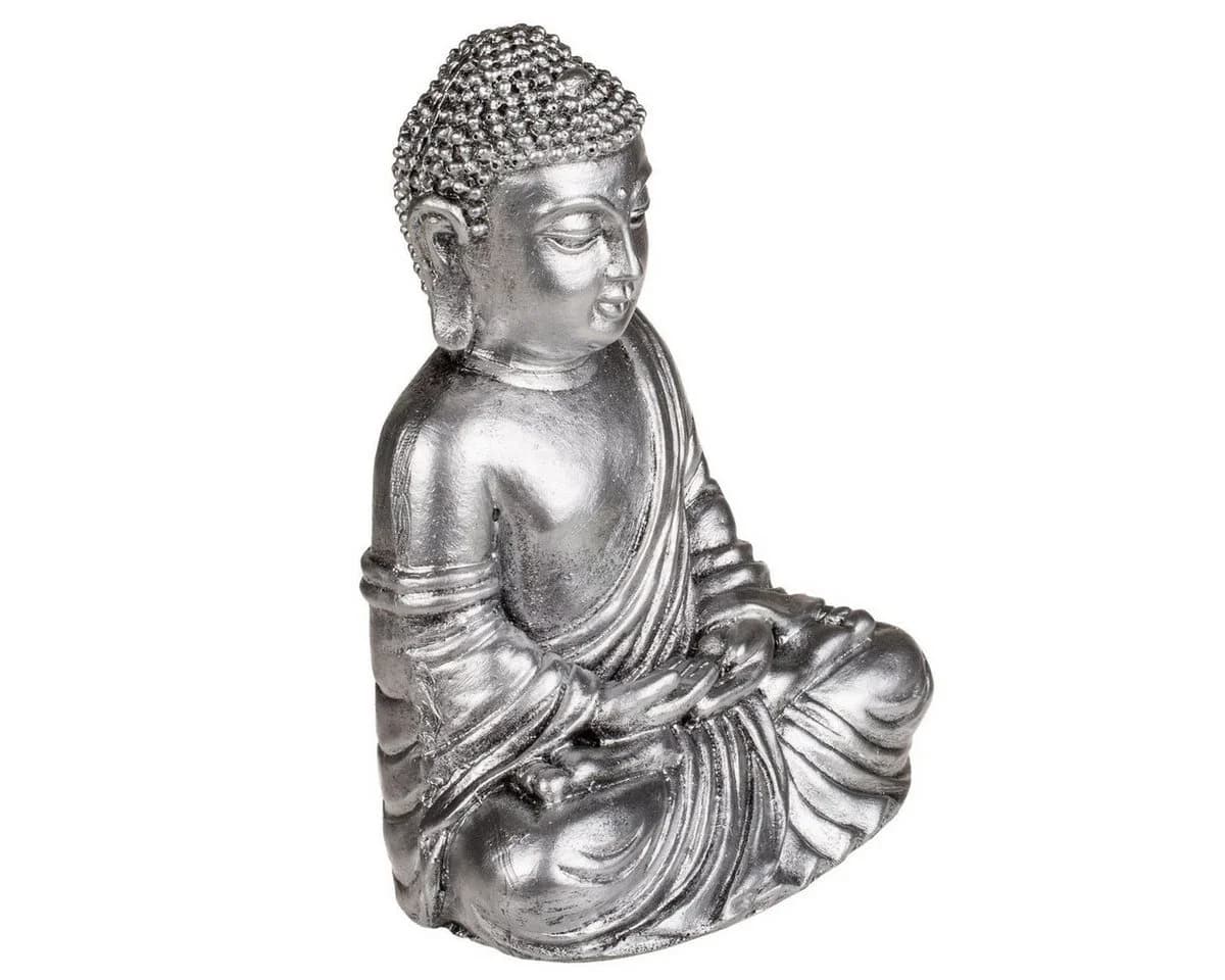 Out of the Blue Buddha Dekofigur Silber 14cm Polyresin