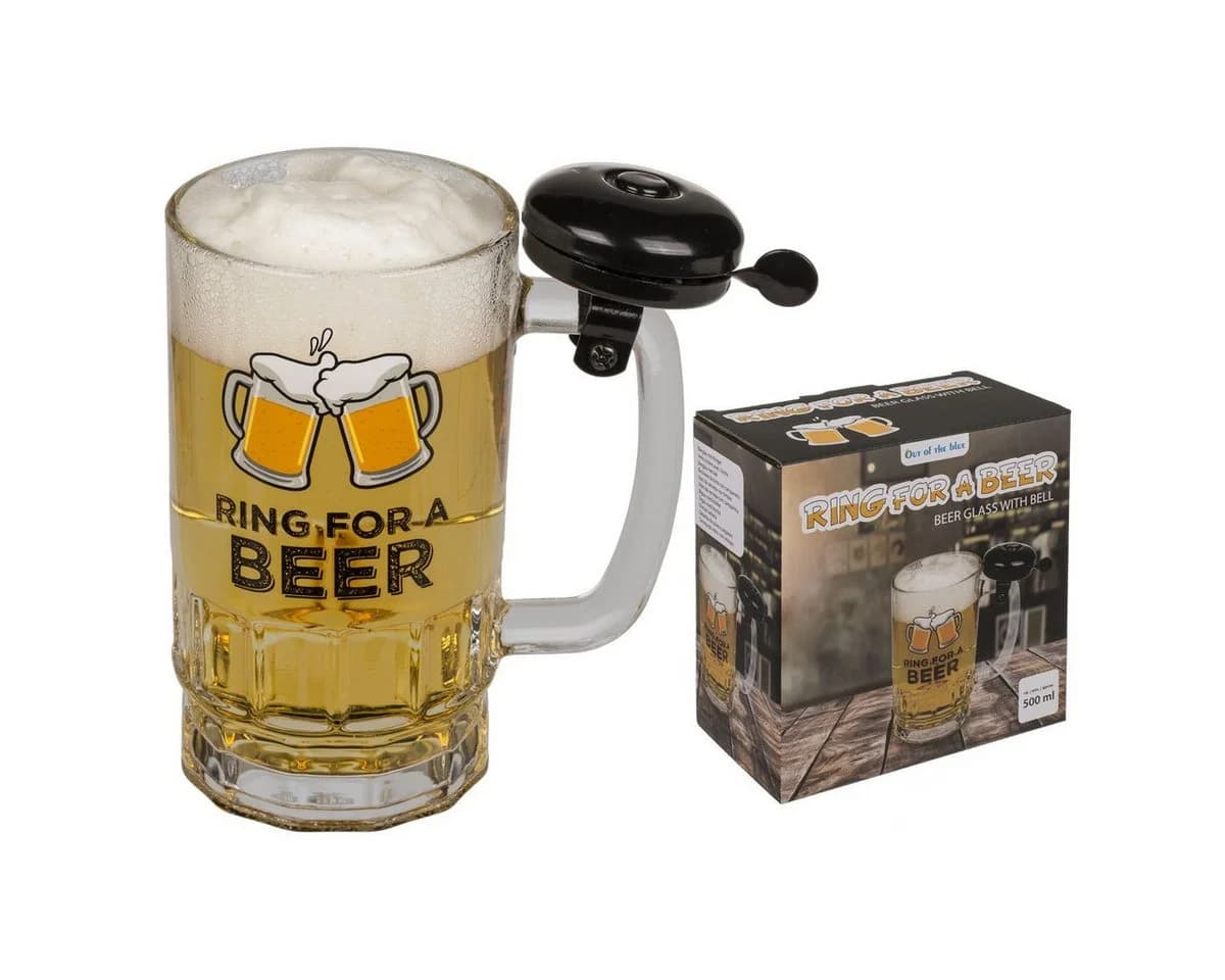 Out of the Blue Bierglas mit Klingel 500ml Transparent