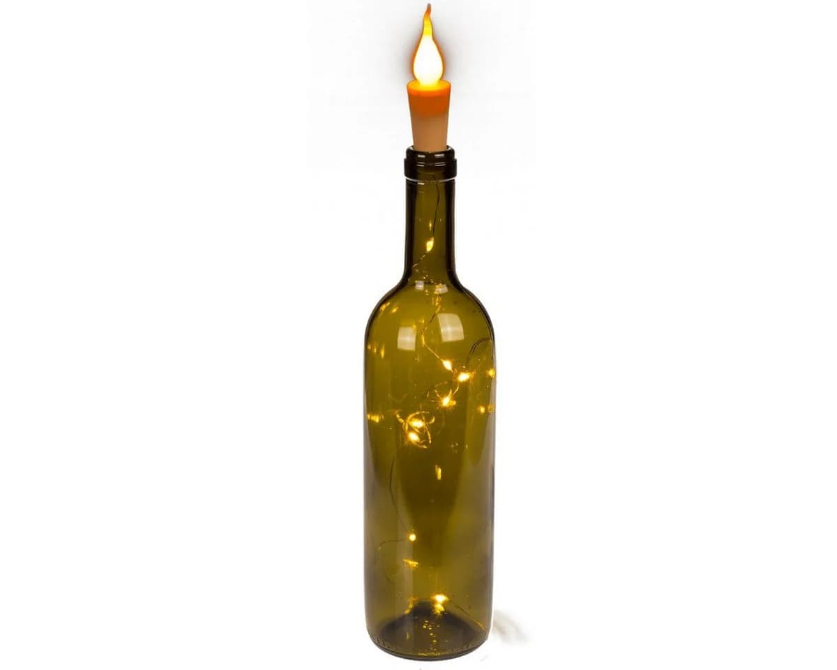 OOTB Lichterkette 8 LED Flaschenkorken warmweiß mit Kerzenflamme
