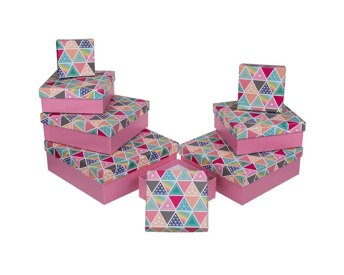 Out of the Blue Geschenkkarton Rosa mit Dreiecken abnehmbarer Deckel