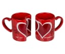 Out of the Blue Doppeltasse Herz Rot/Weiß Steingut Bild 1