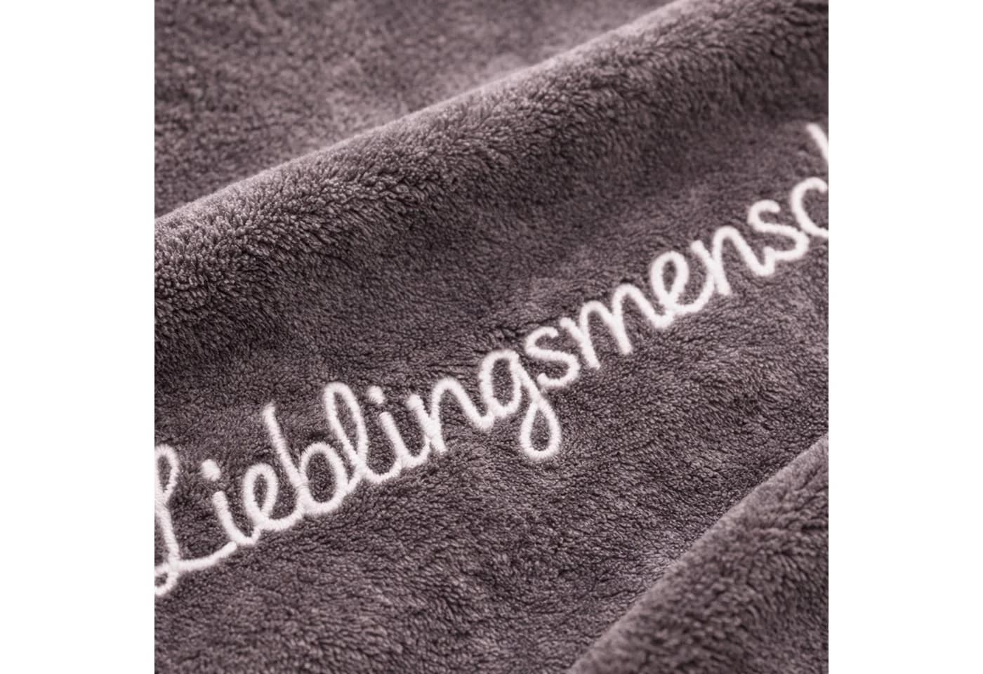 what the shop Kuscheldecke Lieblingsmensch 130x160 cm Grau Polyester - Bild 4