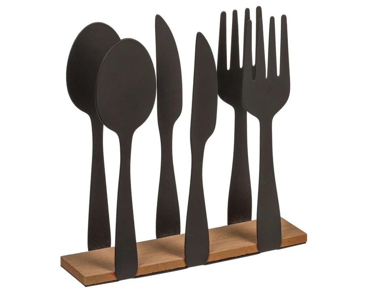 Out of the Blue Serviettenhalter Besteck-Design Schwarz Metall Holz