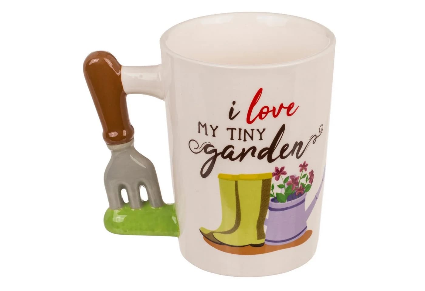 Out of the Blue Keramiktasse "I love my tiny garden" mit Gartenhacke-Henkel