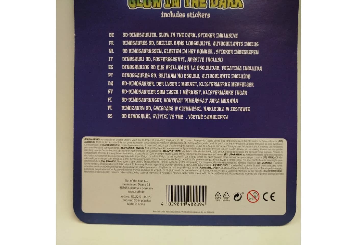 Out of the Blue 3D Dinosaurier Leuchtsticker Glow in the Dark 8er-Set - Bild 4