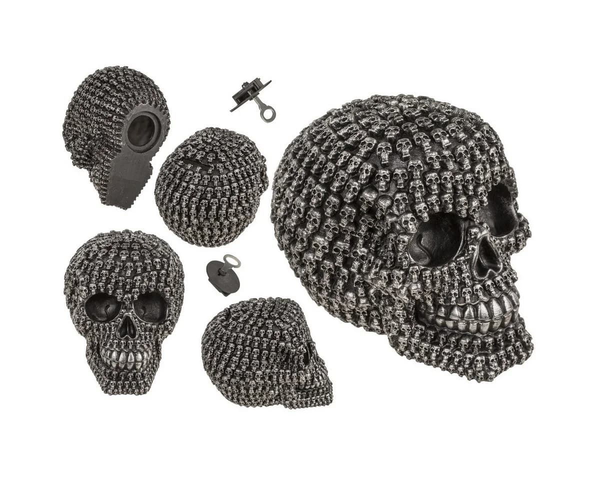 Out of the Blue Spardose Totenkopf Design Silber 14cm