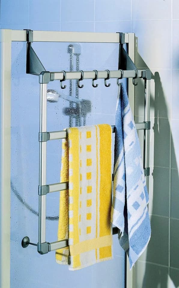 Ruco Handtuchhalter für Tür, Duschkabine und Wand - Silber/Grau - Ohne Bohren