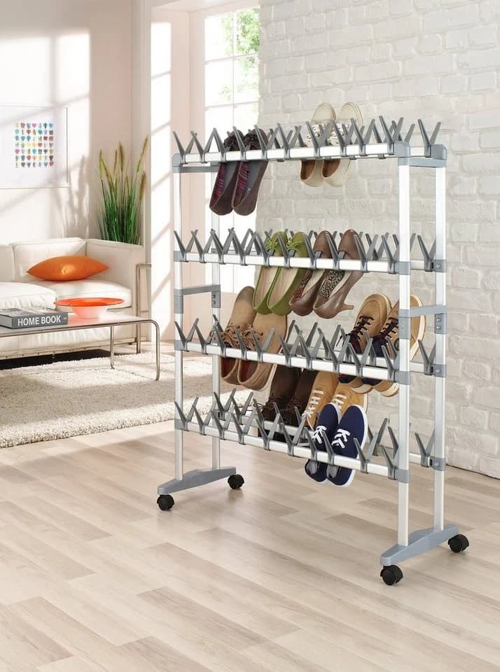 Ruco Schuhregal Aluminium/Kunststoff für bis zu 80 Paar Schuhe fahrbar