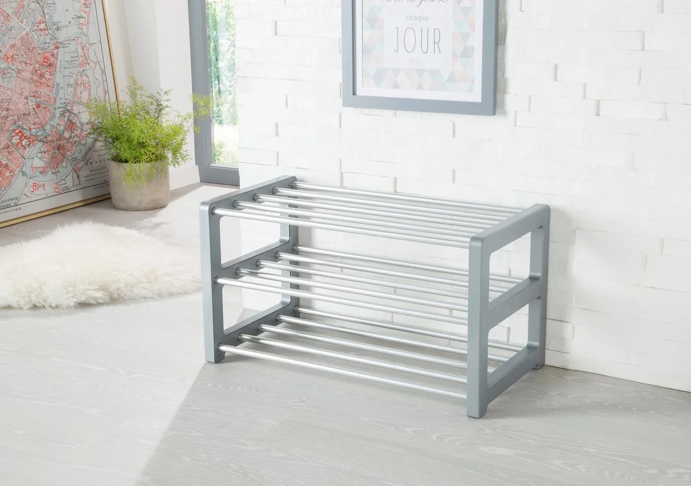 RUCO Schuhregal Silber Aluminium 3 Etagen