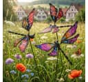 Denk Gartenstecker 3er Set Libelle Bunt Metall Bild 1