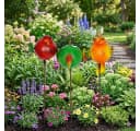 Denk Gartenstecker 3er Set bunte fliegende Tiere Metall Bild 1