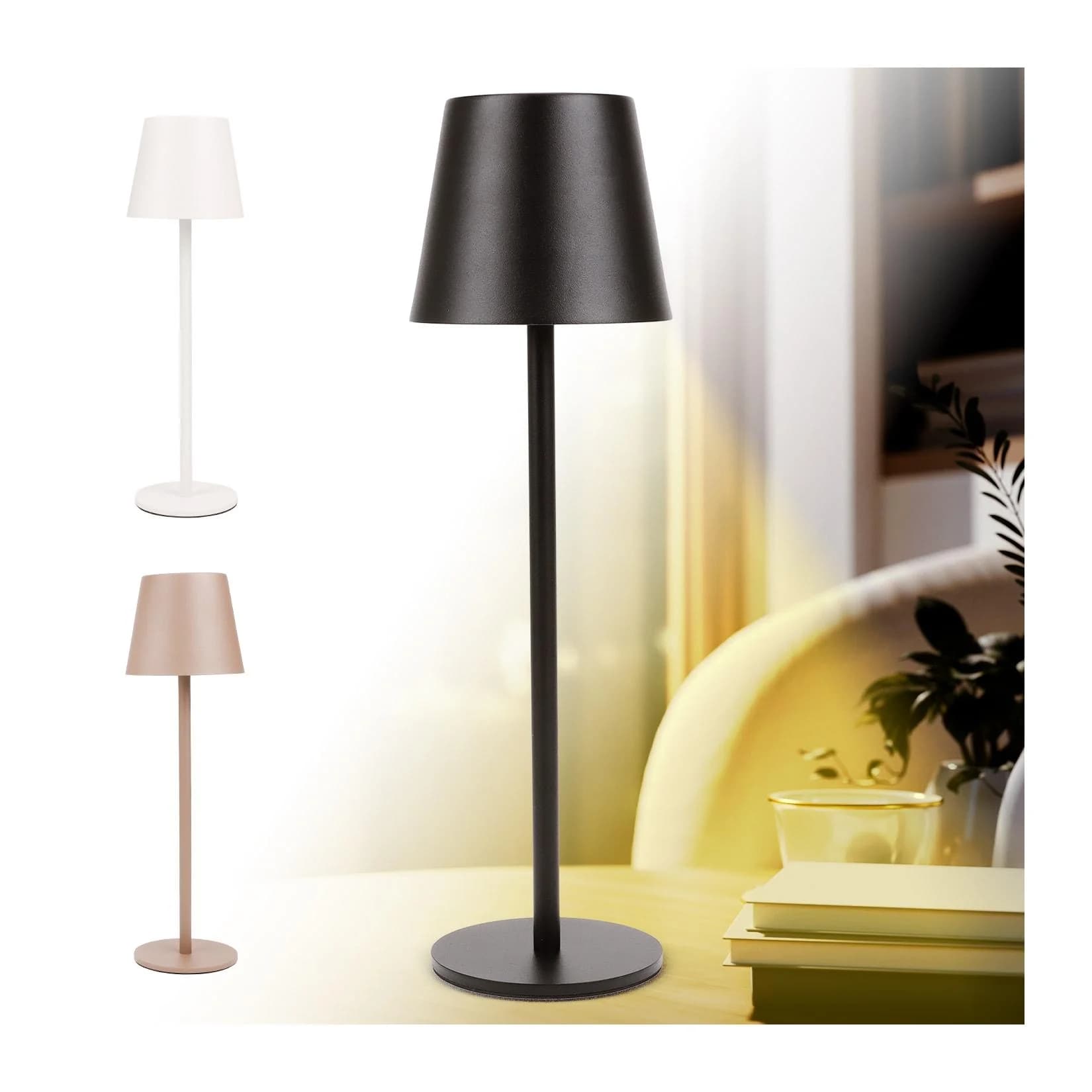Olympia LED Tischleuchte FASHION Dimmbar Touch Funktion 3 Lichtfarben IP44 12h Akku Schwarz