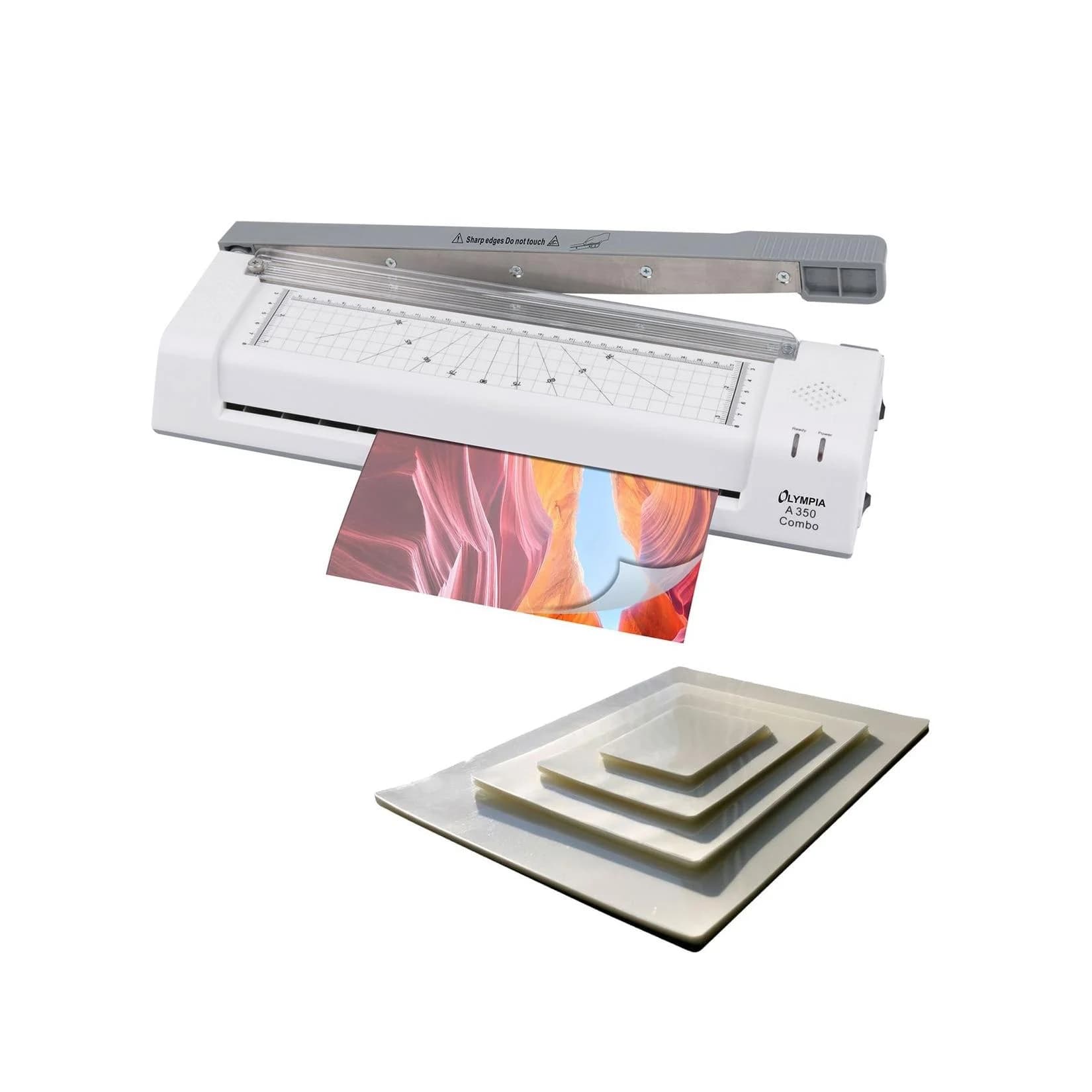 OLYMPIA A 350 Combo 4 in 1 Laminiergerät DIN A3 mit 100 Laminierfolien und Hebelschneider