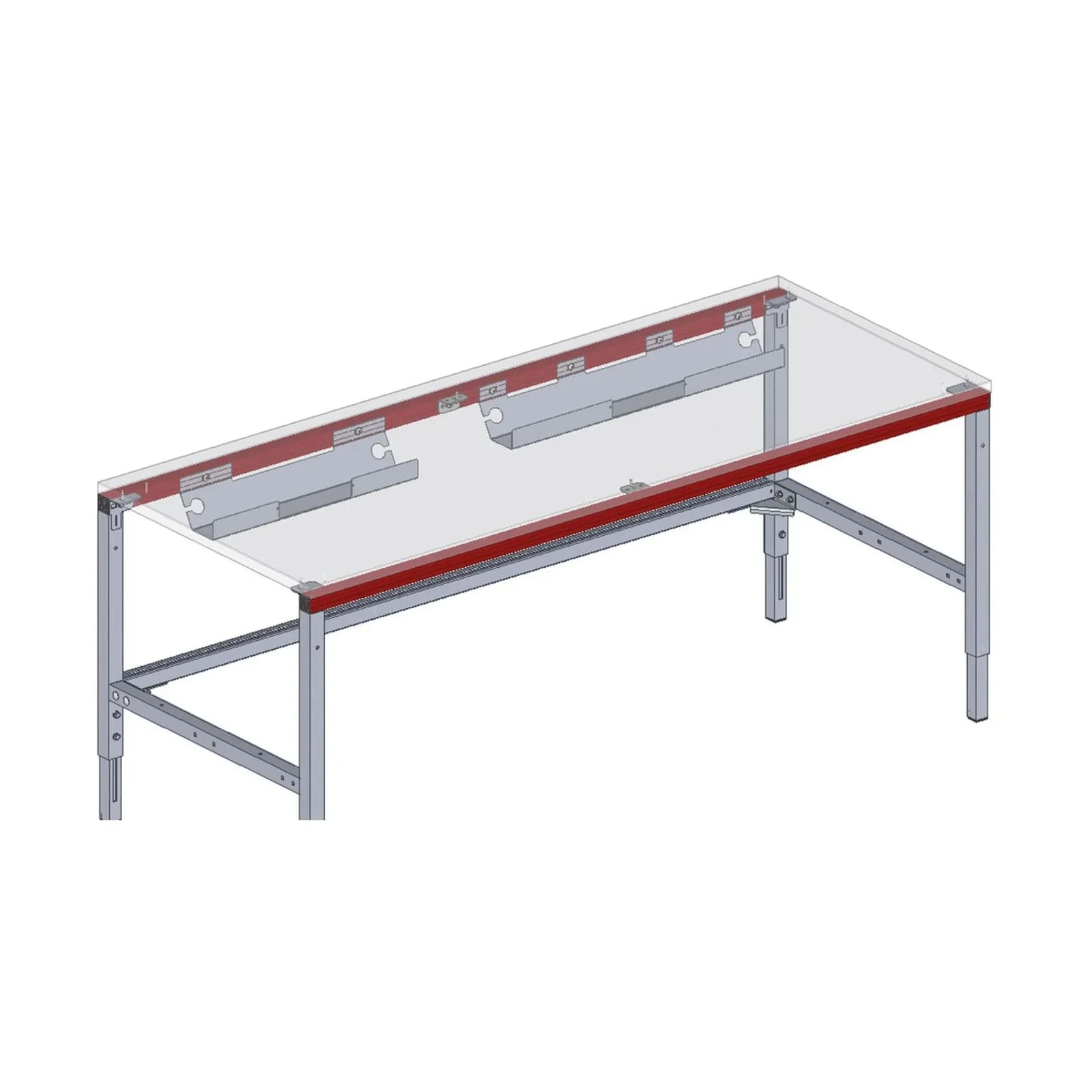 Rocholz SYSTEM FLEX Kabelwanne zur Befestigung an den Tisch-Funktionsunterzügen aus HR-Profilrohr 800x125x116 mm