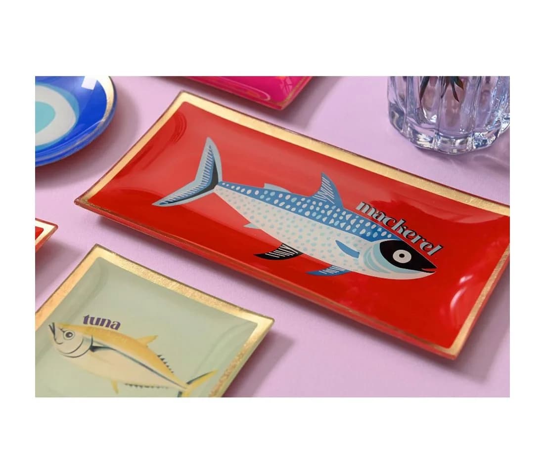Giftcompany Dekoteller Glasteller Love Plates Fisch Makrele Neon Rot