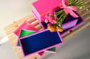 Giftcompany Dekotablett Neo quadratisch 32cm dunkelblau/neon lila Bild 1