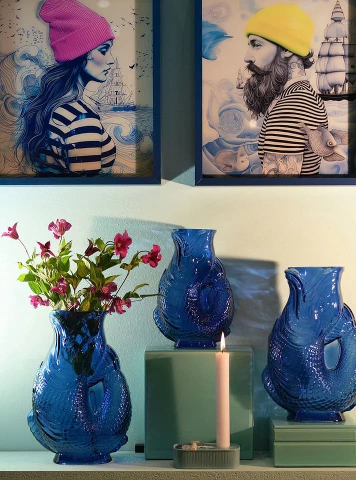 Giftcompany Dekovase Jacquard Fischvase S blau 24cm - Bild 3