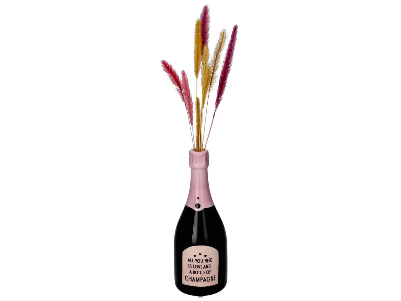 Giftcompany Dekovase Mignon Vase Champagnerflasche Schwarz/Rosa