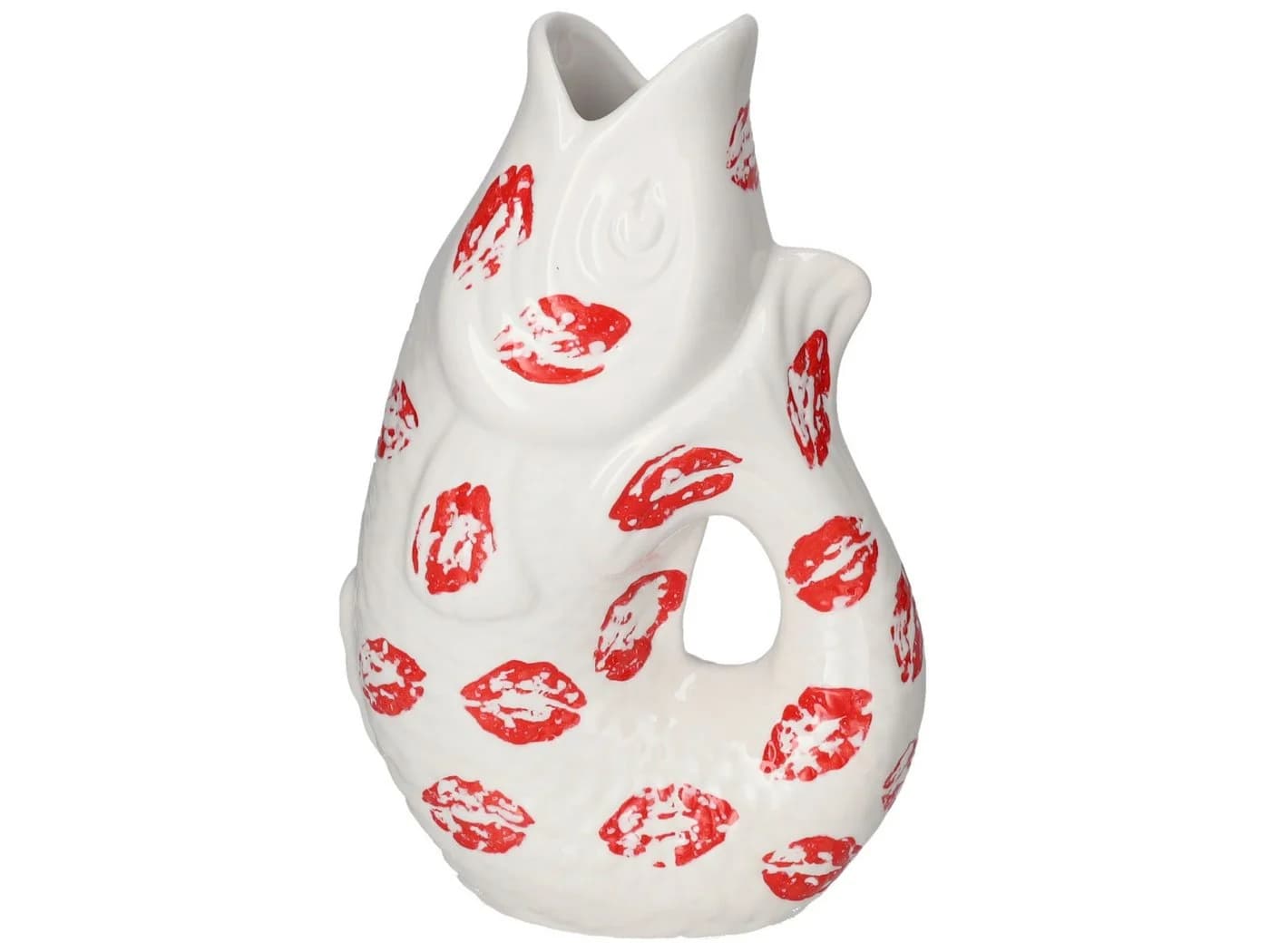 Giftcompany Dekovase Monsieur Carafon Vase / Karaffe Fisch S Lips weiß/rot 1,2l