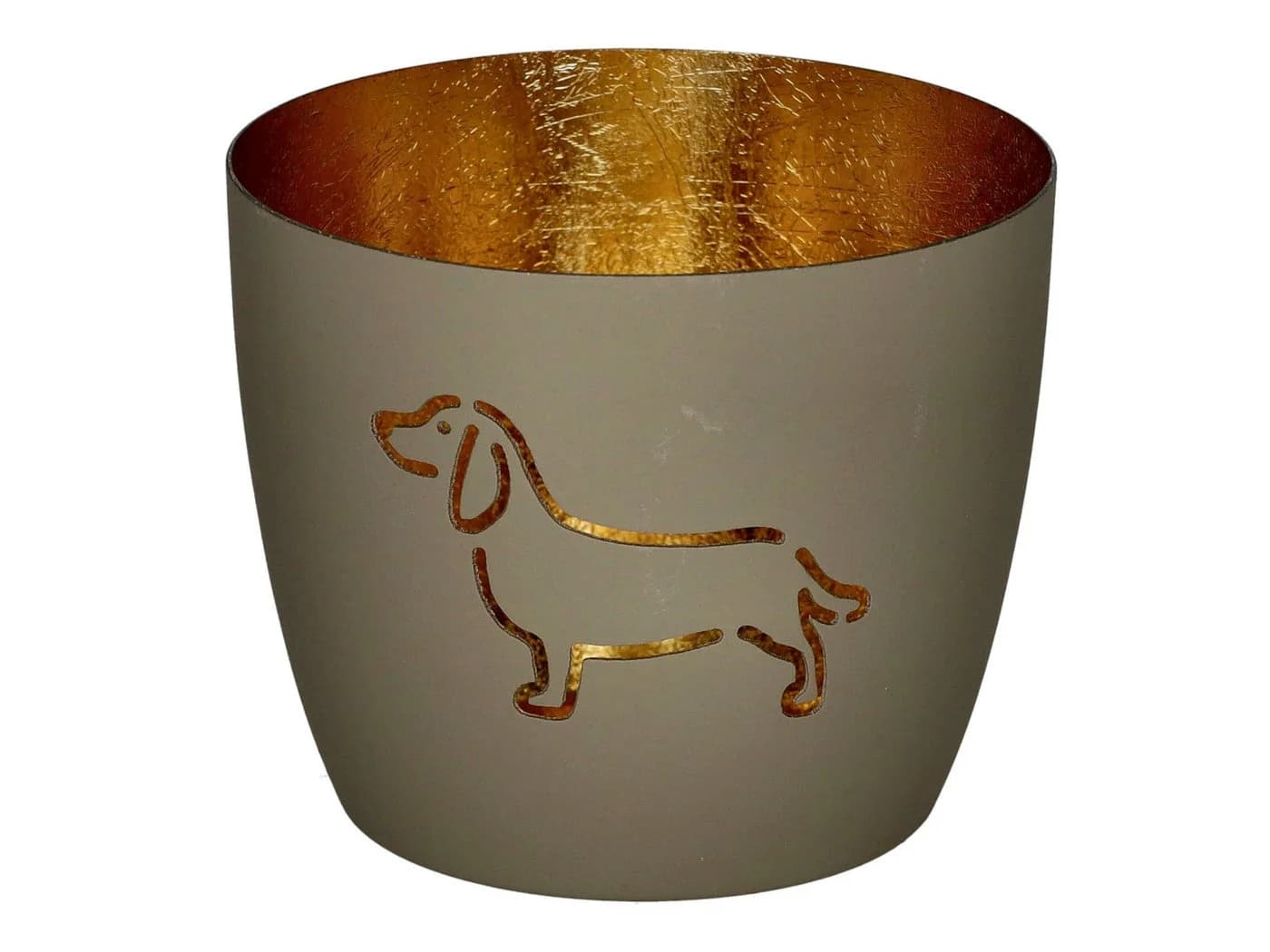 Giftcompany Windlicht MADRAS Dackel Sandstein/Gold