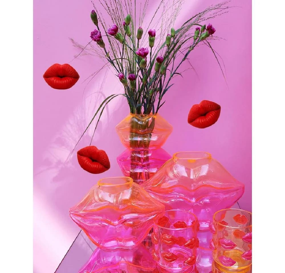 Giftcompany Dekovase Lippe L´amour Orange Pink 25cm
