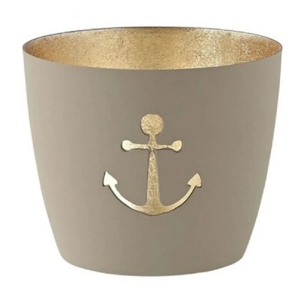Giftcompany Windlicht Madras Anker Sandstone/Gold