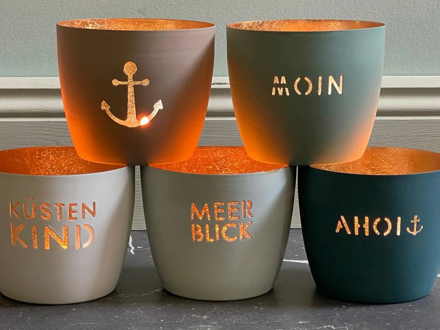 Giftcompany Windlicht Madras M Mr & Mrs Weiß/Gold
