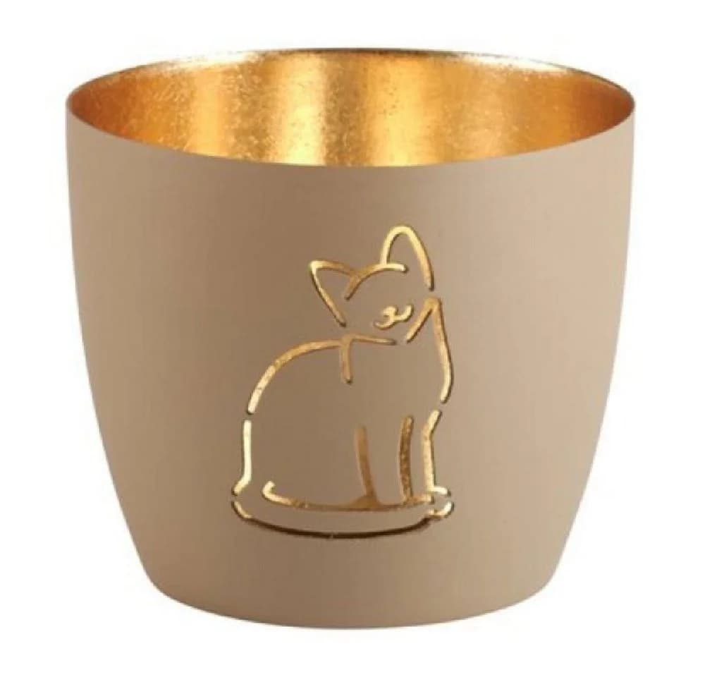 Giftcompany Windlicht Katze Madras Sandstone Gold
