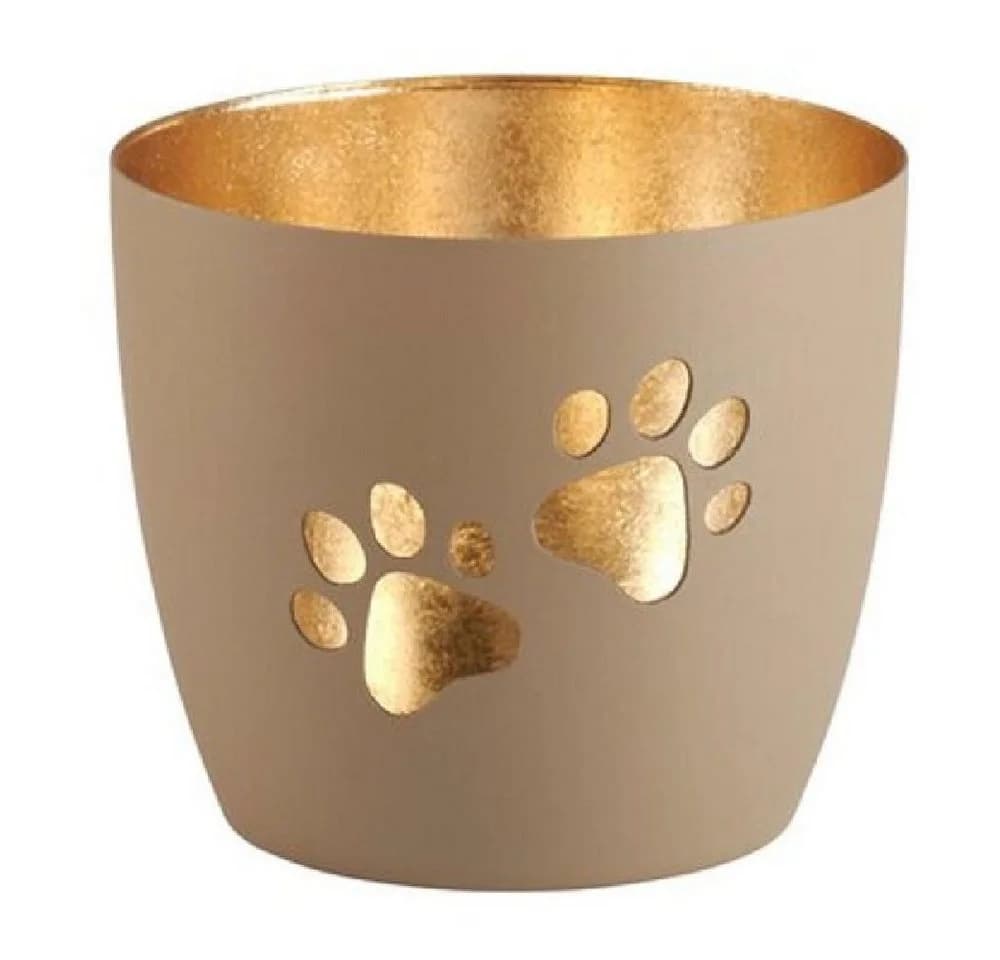 Giftcompany Windlicht Madras Pfoten Sandstone/Gold Glas