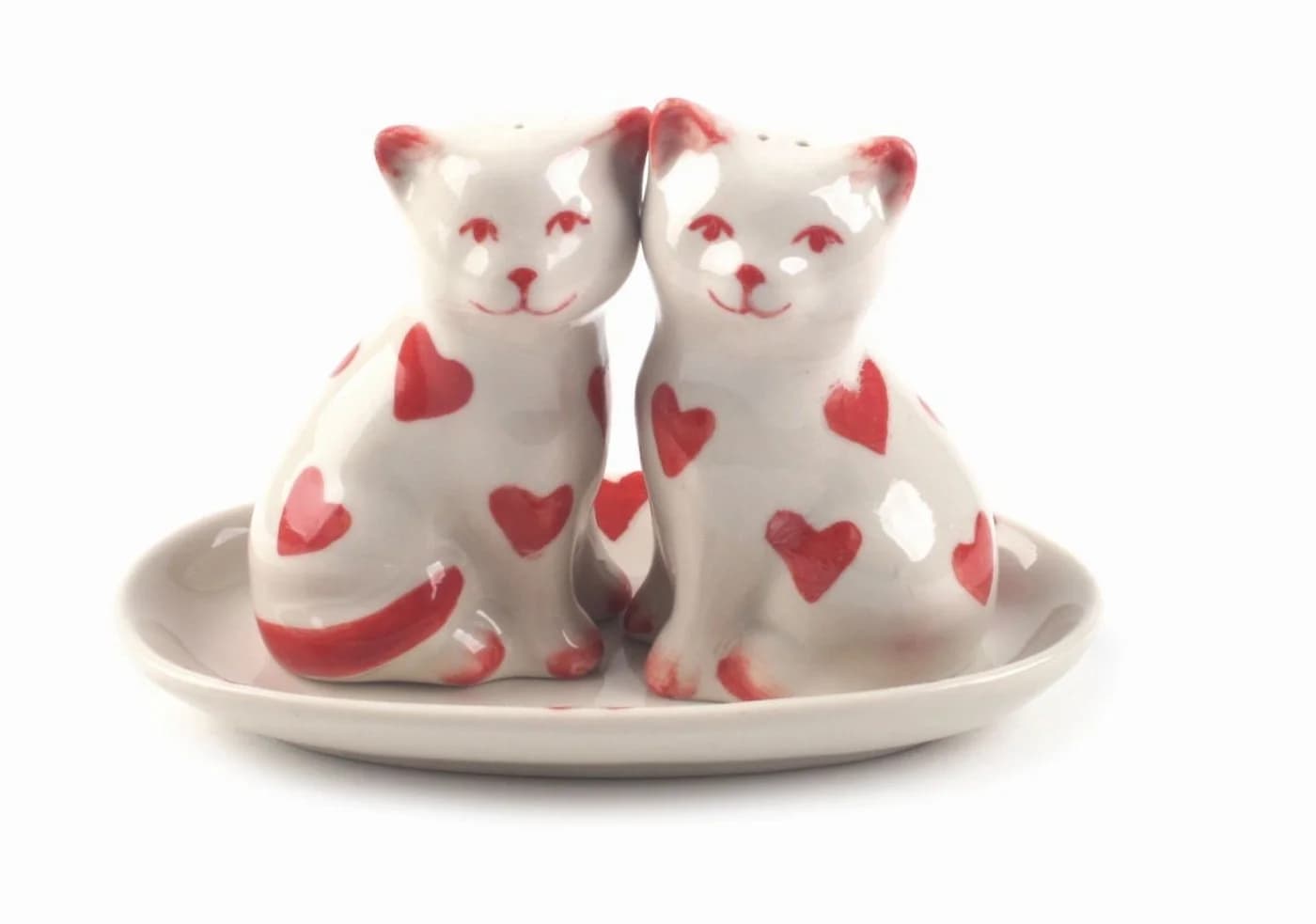 El Puente Salz- / Pfefferstreuer 3er-Set Katzen Beige/Rot Keramik