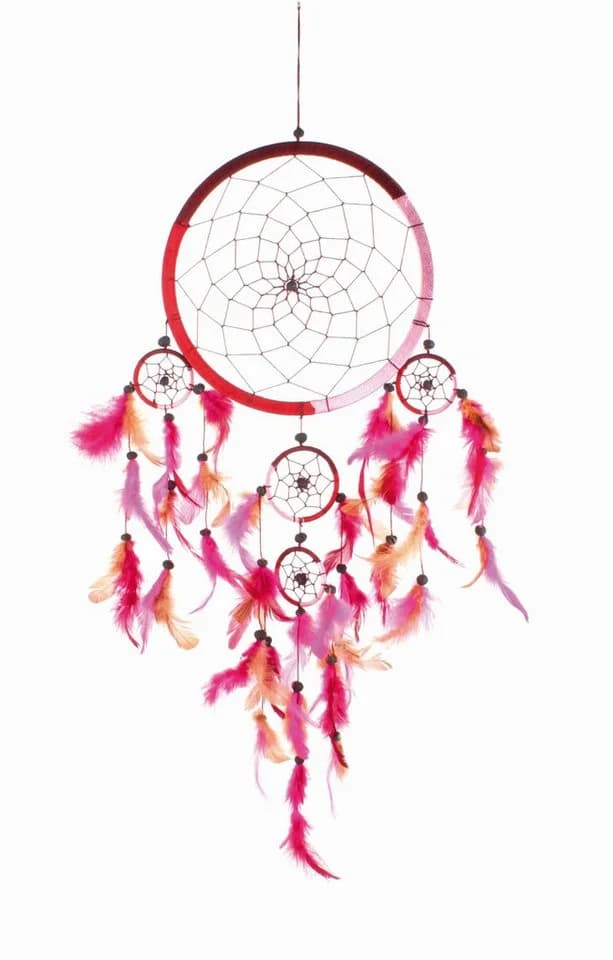 El Puente Traumfänger Handmade Rot Rosa Braun
