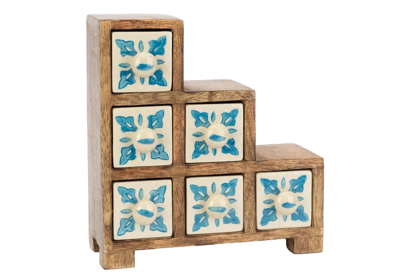 El Puente Schubkastenkommode mit 6 Keramikschüben Beige/Blau