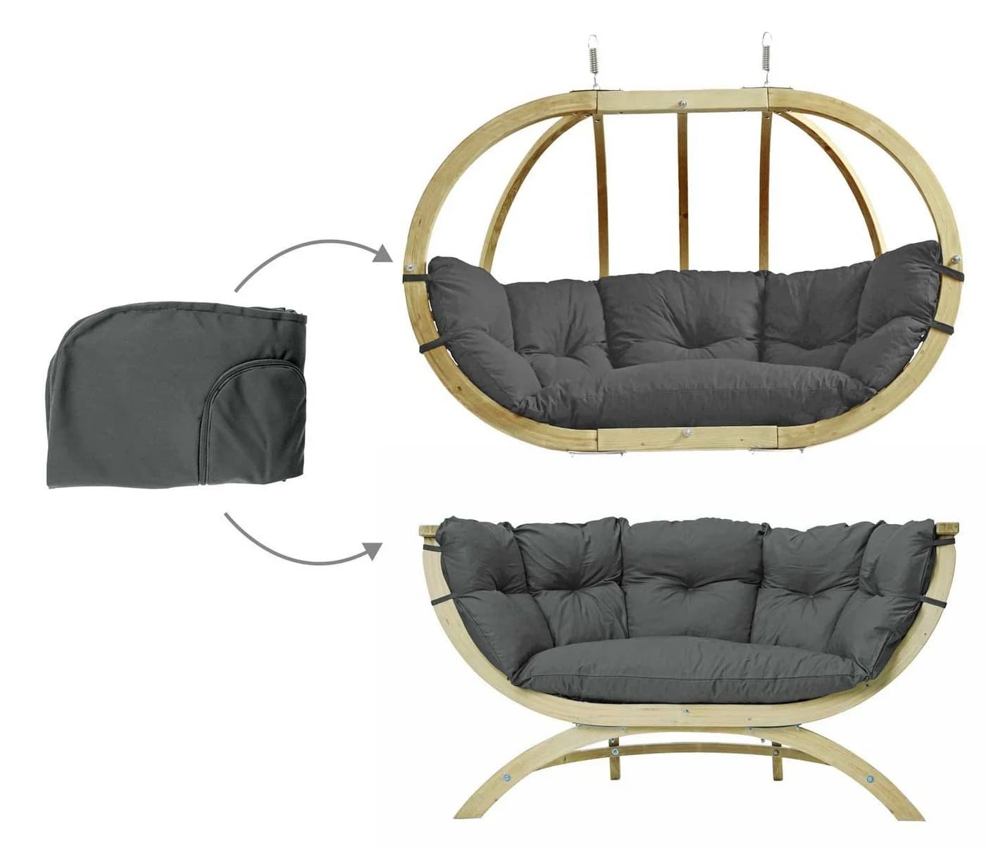 Amazonas Kissenbezug für Hängesessel Globo Royal Chair & Siena Due Grau Agora - Bild 2