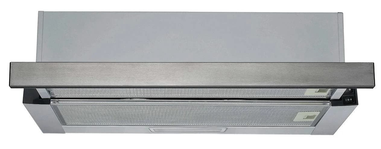 PKM Flachschirmhaube UBH6002-2H 60cm Silber Edelstahlblende Ausziehbar