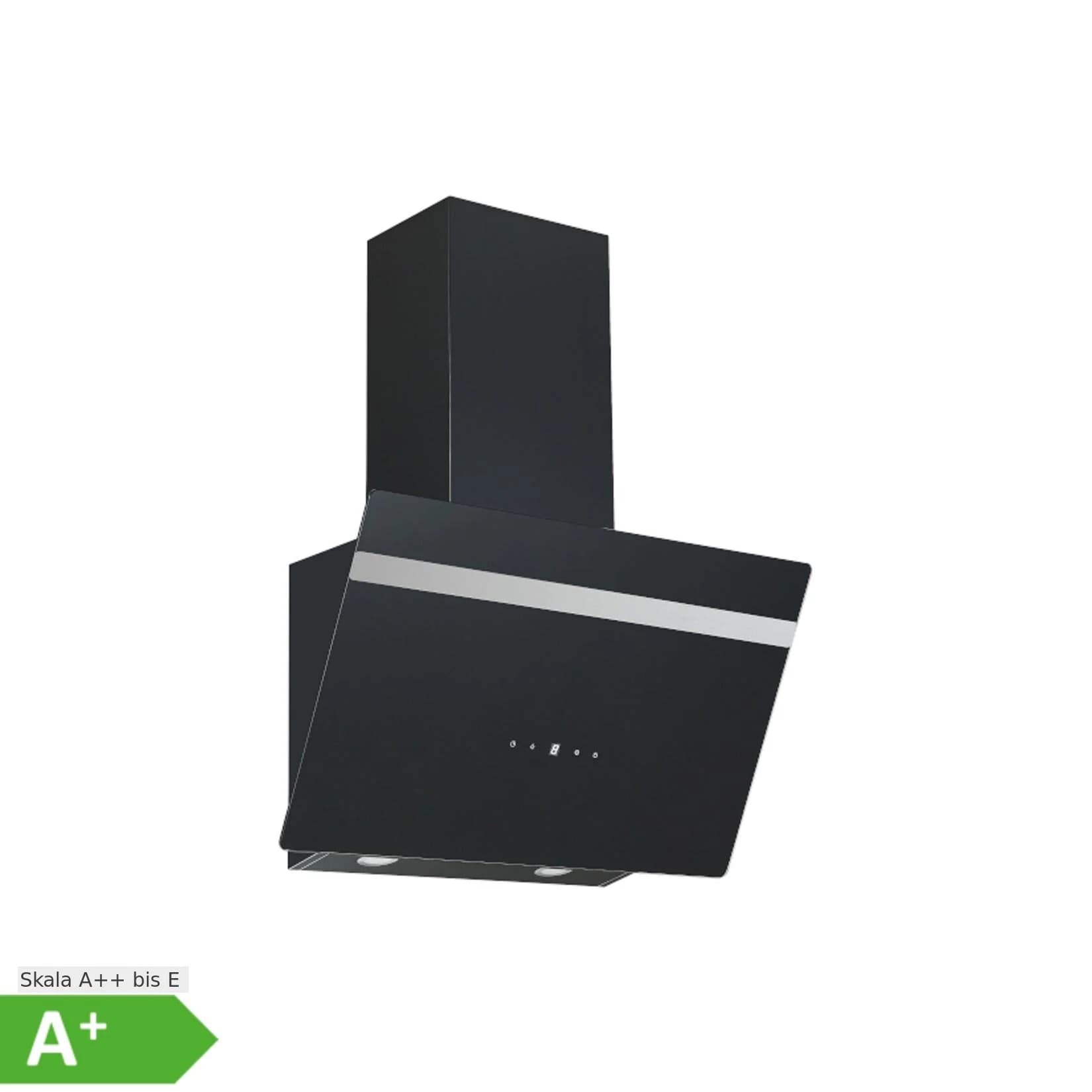 PKM Kopffreihaube S20-60ABTH 60cm Schwarz Touch-Control LED Schräghaube