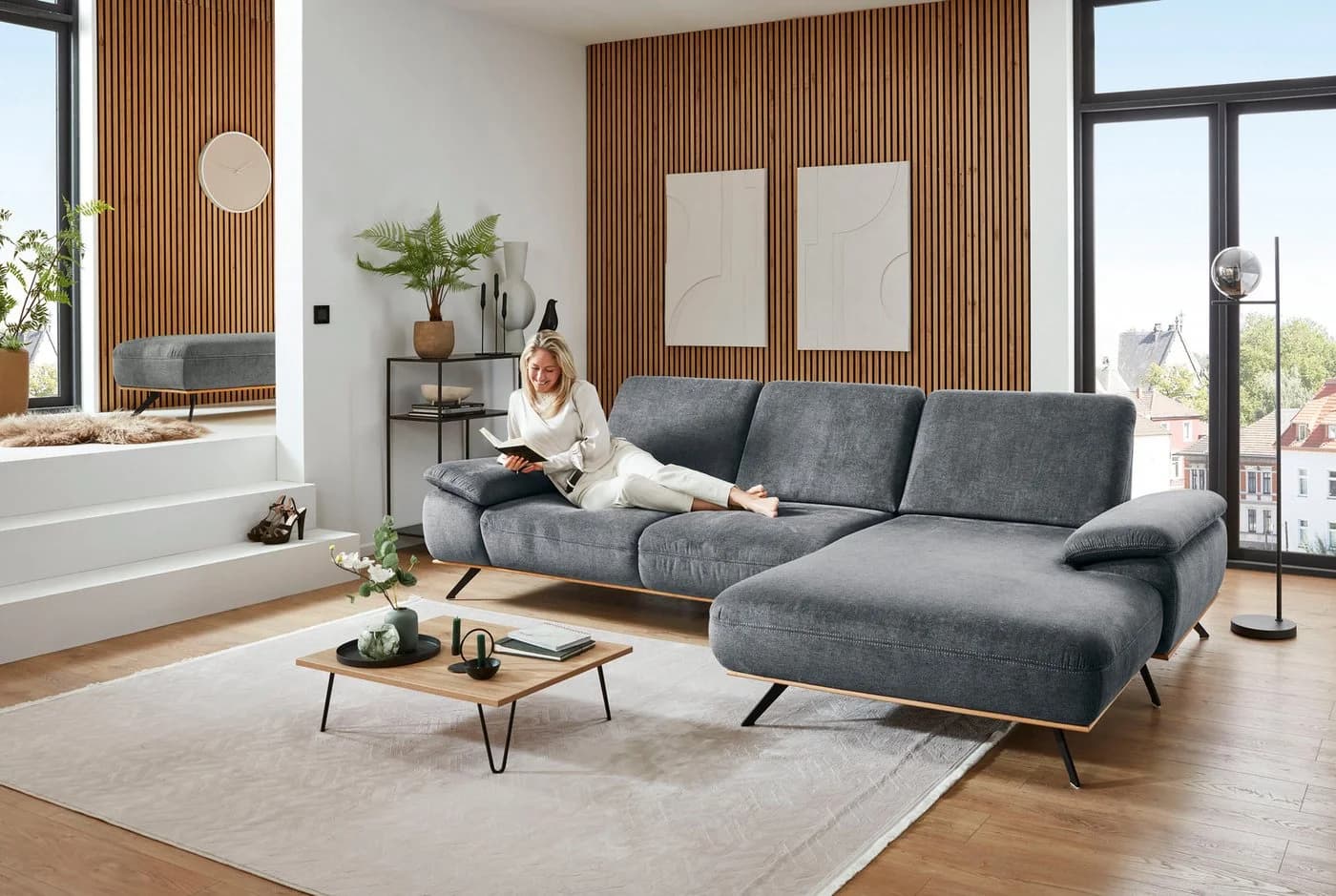 Ecksofa DIE PLANBAR Cyber anthrazit mit Sitztiefenverstellung - Bild 1