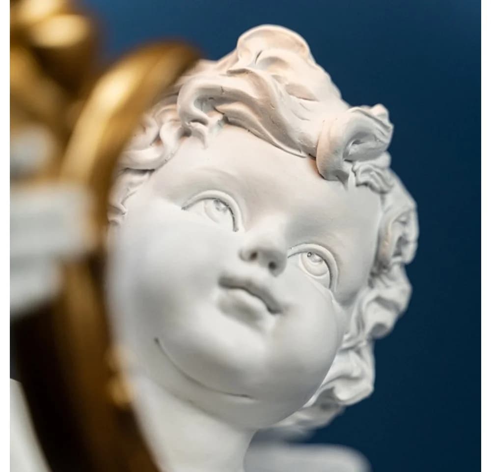 Werner Voß Tischleuchte Lampe Leuchter Engel Putte weiß gold barock shabby Deko - Bild 5